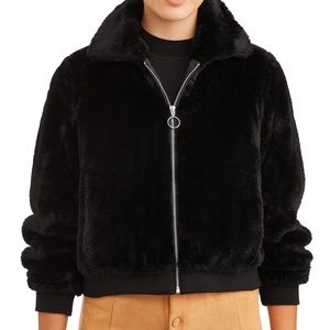 Fur zip up coat